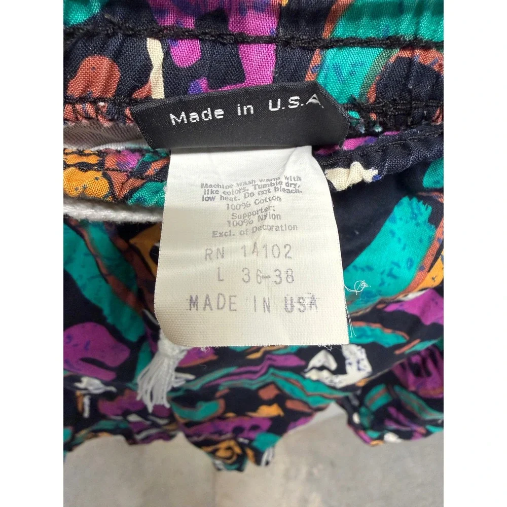 Vintage Sea Mark Swim Trunks Shorts Mens Large L Black Abstract Geometric Good